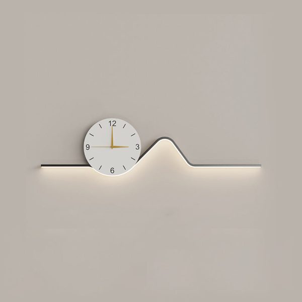 Contemporary Creative Iron Acrylic Line Clock LED Wall Sconce Lamp For Living Room - Image 16