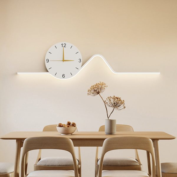 Contemporary Creative Iron Acrylic Line Clock LED Wall Sconce Lamp For Living Room - Image 7