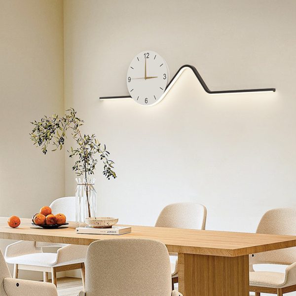 Contemporary Creative Iron Acrylic Line Clock LED Wall Sconce Lamp For Living Room - Image 4