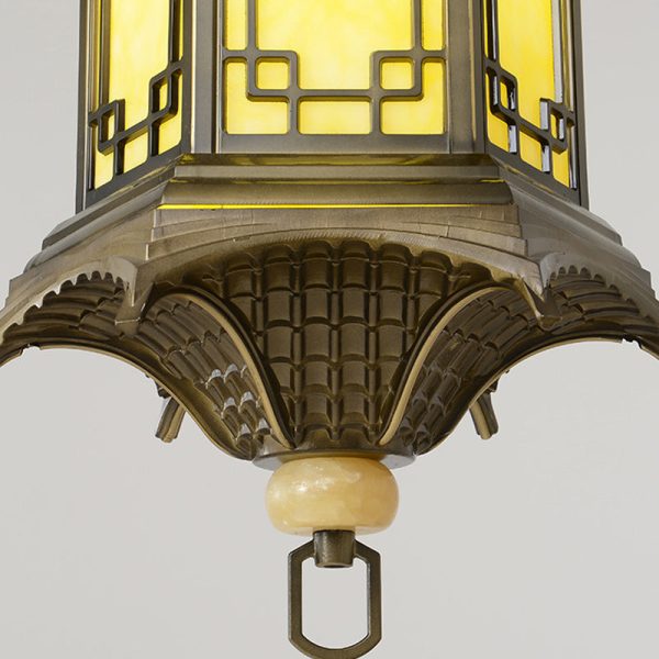 Traditional Chinese Waterproof Aluminum Alloy Imitation Marble Lantern Pergola 1-Light Outdoor Pendant Light For Garden - Image 10