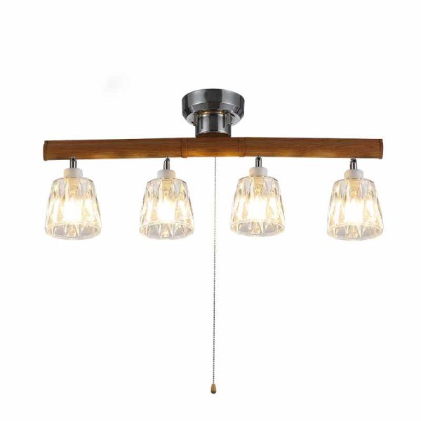 Contemporary Retro Aluminum Wood Acrylic Cylinder Zipper Foldable 4-Light Semi-Flush Mount Ceiling Light For Dining Room - Image 16