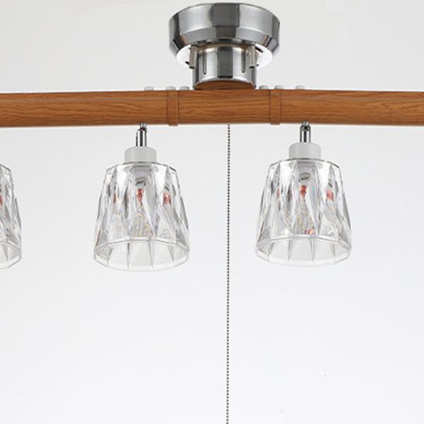 Contemporary Retro Aluminum Wood Acrylic Cylinder Zipper Foldable 4-Light Semi-Flush Mount Ceiling Light For Dining Room - Image 12