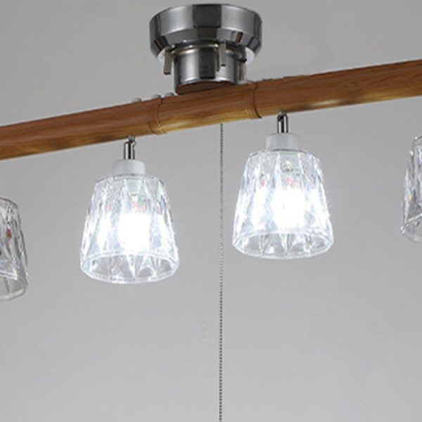 Contemporary Retro Aluminum Wood Acrylic Cylinder Zipper Foldable 4-Light Semi-Flush Mount Ceiling Light For Dining Room - Image 15