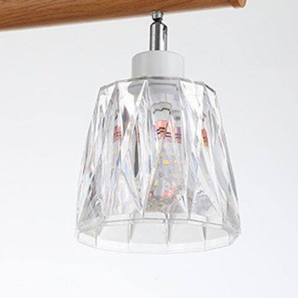 Contemporary Retro Aluminum Wood Acrylic Cylinder Zipper Foldable 4-Light Semi-Flush Mount Ceiling Light For Dining Room - Image 11