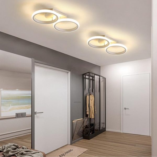 Modern Minimalist Iron Silica Circular Square LED Semi-Flush Mount Ceiling Light For Hallway - Image 6