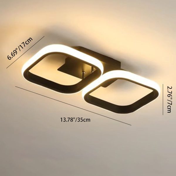 Modern Minimalist Iron Silica Circular Square LED Semi-Flush Mount Ceiling Light For Hallway - Image 9