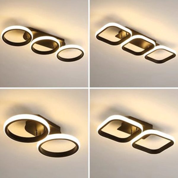 Modern Minimalist Iron Silica Circular Square LED Semi-Flush Mount Ceiling Light For Hallway - Image 15