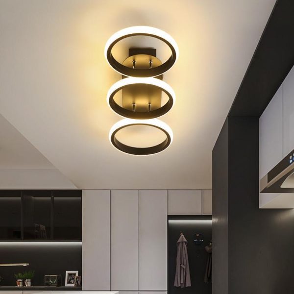 Modern Minimalist Iron Silica Circular Square LED Semi-Flush Mount Ceiling Light For Hallway - Image 7