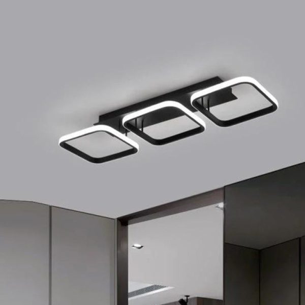 Modern Minimalist Iron Silica Circular Square LED Semi-Flush Mount Ceiling Light For Hallway - Image 4