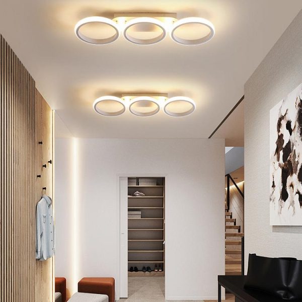 Modern Minimalist Iron Silica Circular Square LED Semi-Flush Mount Ceiling Light For Hallway - Image 5
