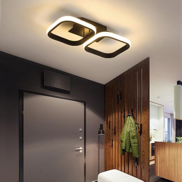 Modern Minimalist Iron Silica Circular Square LED Semi-Flush Mount Ceiling Light For Hallway - Image 16