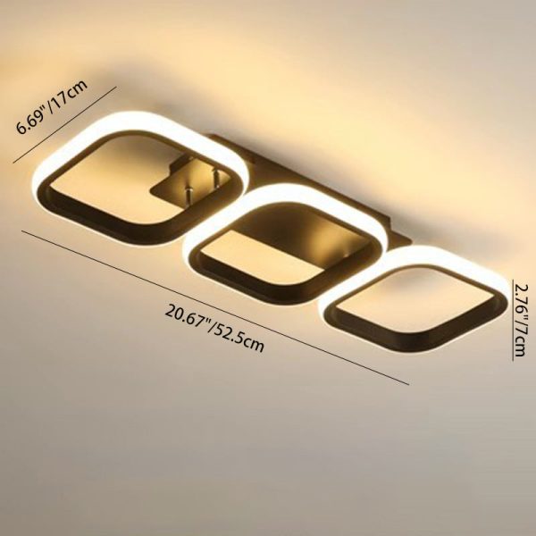 Modern Minimalist Iron Silica Circular Square LED Semi-Flush Mount Ceiling Light For Hallway - Image 11