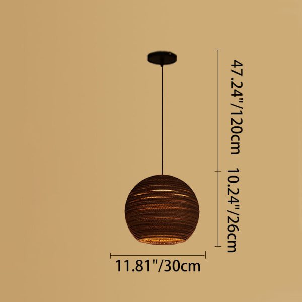 Contemporary Retro Paper Elliptic Spherical Bell Trapezoid Semicircle Polygonal 1-Light Pendant Light For Dining Room - Image 12