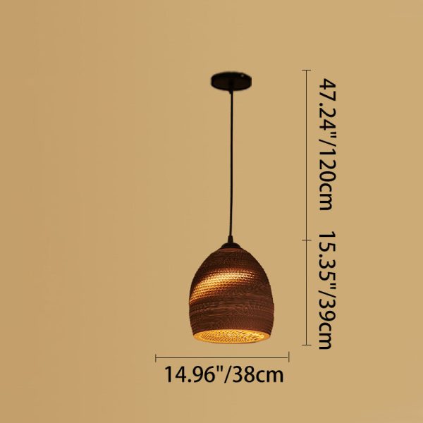 Contemporary Retro Paper Elliptic Spherical Bell Trapezoid Semicircle Polygonal 1-Light Pendant Light For Dining Room - Image 14