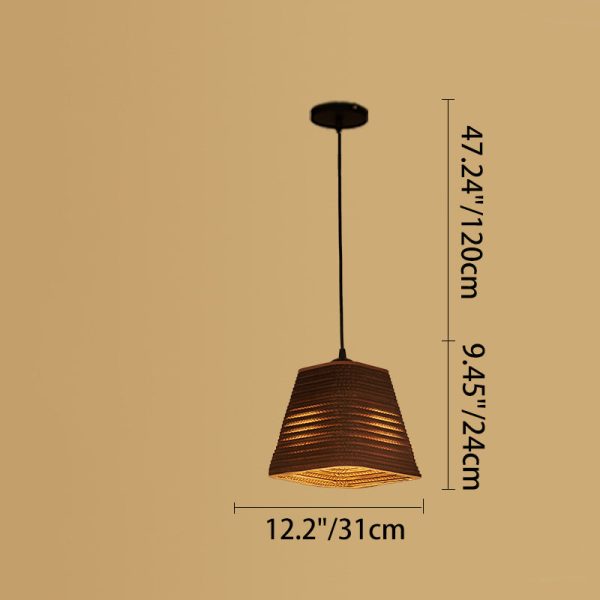 Contemporary Retro Paper Elliptic Spherical Bell Trapezoid Semicircle Polygonal 1-Light Pendant Light For Dining Room - Image 16
