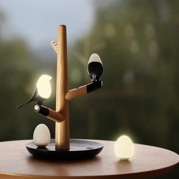 Contemporary Creative PC ABS Wood Silicone Magpie Branch LED Motion Sensor Night Light Table Lamp For Bedroom - Image 18