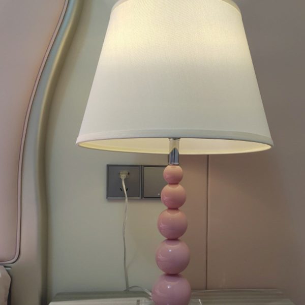 Modern Crystal Pink Beaded 1-Light Table Lamp - Image 6