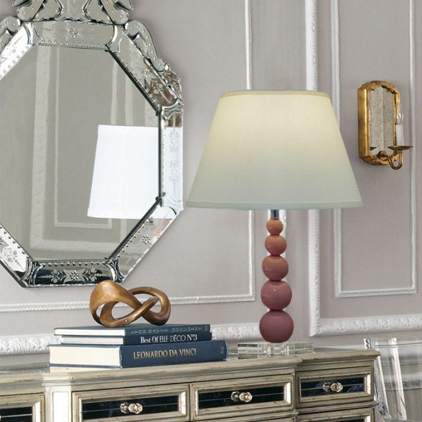 Modern Crystal Pink Beaded 1-Light Table Lamp - Image 3
