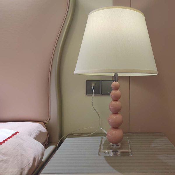 Modern Crystal Pink Beaded 1-Light Table Lamp - Image 2