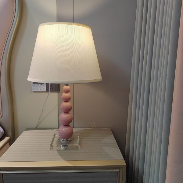 Modern Crystal Pink Beaded 1-Light Table Lamp - Image 11