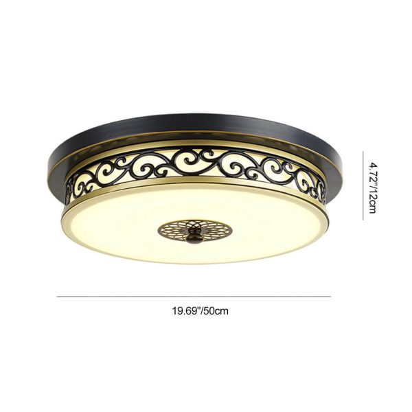 Vintage Circle Patterned Edge Iron 1-Light LED Flush Mount Ceiling Light - Image 7