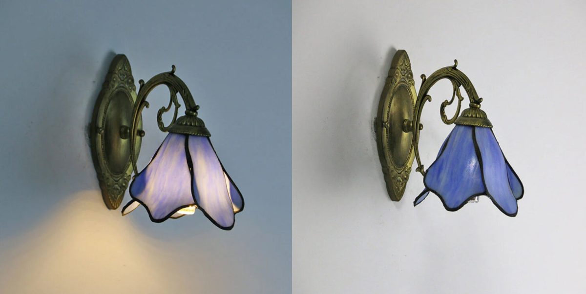 Vintage Tiffany Petals Stained Glass 1-Light Wall Sconce Lamp - Image 6