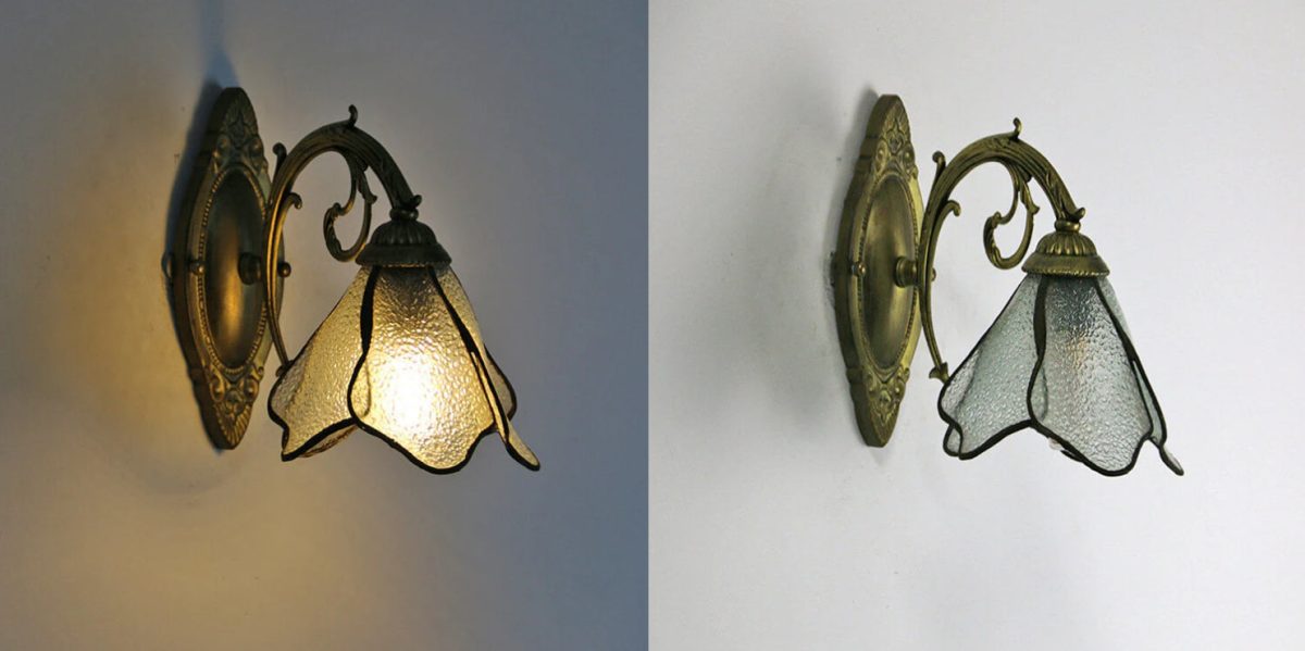 Vintage Tiffany Petals Stained Glass 1-Light Wall Sconce Lamp - Image 9