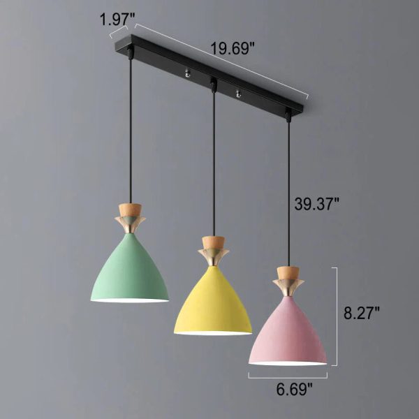 Nordic Macaron Candy Iron Cone 1/3 Light Chandelier - Image 6