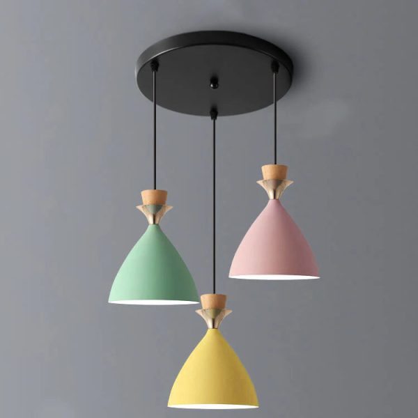 Nordic Macaron Candy Iron Cone 1/3 Light Chandelier - Image 19