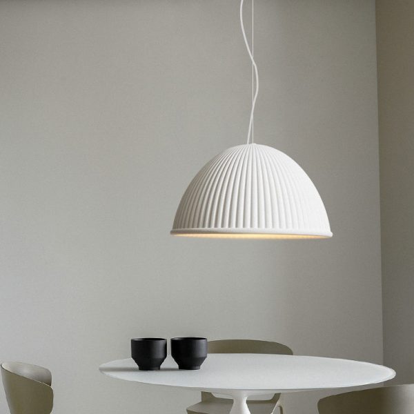 Contemporary Scandinavian Resin Half Circle Stripe Design 1-Light Pendant Light For Dining Room - Image 9