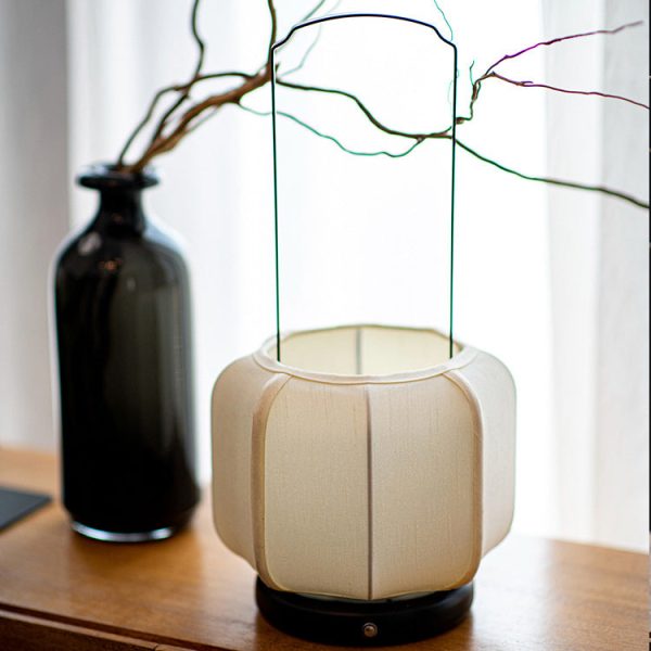 Traditional Chinese Iron Silk Fabric Lantern Shape LED Table Lamp For Bedroom - Image 15