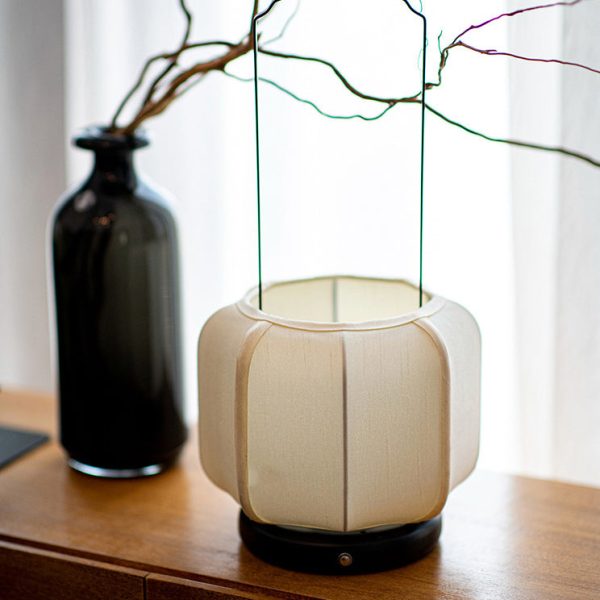 Traditional Chinese Iron Silk Fabric Lantern Shape LED Table Lamp For Bedroom - Image 4