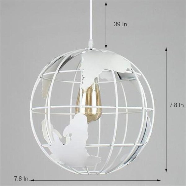 8'' Globe-shaped World Map LED Retro Pendant Lights Hanging Ceiling Lights - Image 5