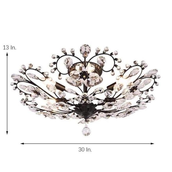 6-light Crystal Flower LED Modern Chandeliers Flush Mount Ceiling Light - Image 3
