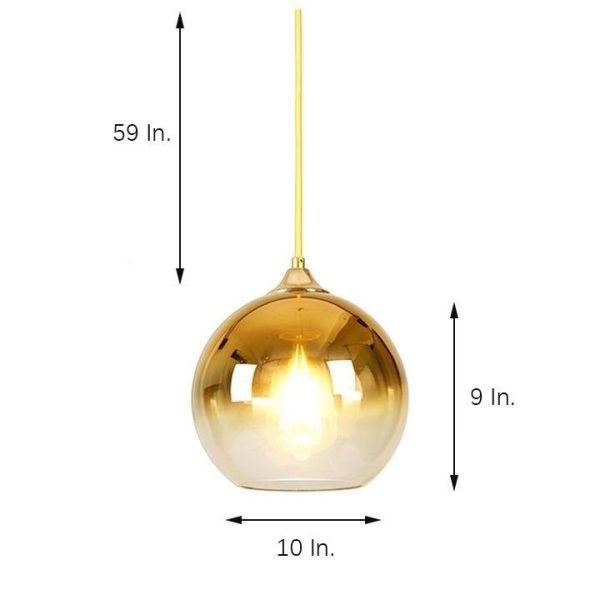 Gradient Color Glass Metal Globe Kitchen Island Pendant Lighting Ceiling Light - Image 6