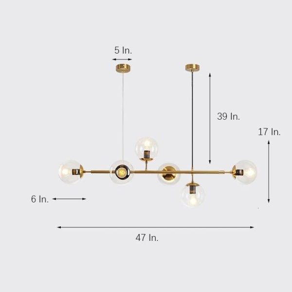 6 Glass Globes LED Electroplated Modern Chandelier Pendant Light Hanging Lamp - Image 8
