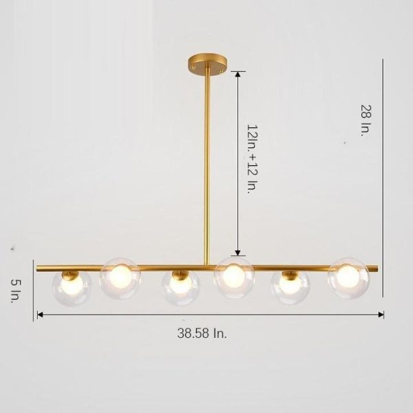 Nordic Style Modern Design Sphere Chandelier Metal Glass Ceiling Light 6 Bulbs - Image 8