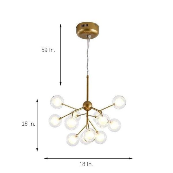 Sputnik Cluster Chandelier Light Metal Glass LED Chandelier 12 Bulbs - Image 8