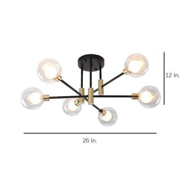 Modern Metal Glass Flush Mount Sputnik Light LED Bedroom Ceiling Lights - Image 7