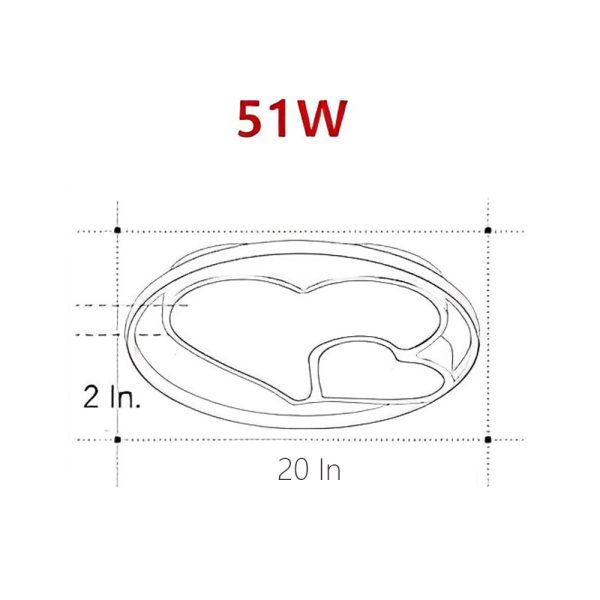 2 Heart Circle Dimmable LED Modern Flush Mount Ceiling Light with Remote - Image 7