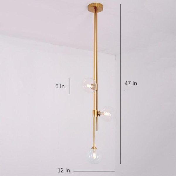 Elongated Gold Pendant Light Metal Glass Industrial Pendant Lighting - Image 9