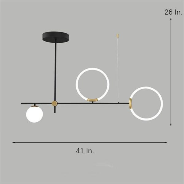 Circles LED Black Modern Chandeliers Island Lights Hanging Lamp Pendant Light - Image 6
