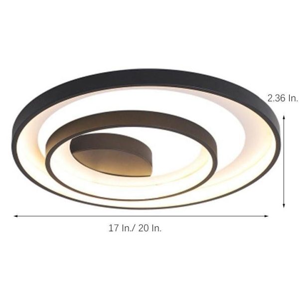 2-Light 2-Ring Semi-Flush Mount Ceiling Light LED Elegant Silica Gel Bedroom Light - Image 8