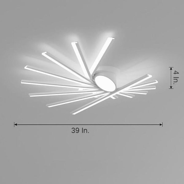 Creative Linear Oval Sticks LED White Modern Flush Mount Ceiling Light - Image 11
