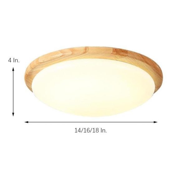 14'' LED Dimmable Wood Flush Mount Light Nordic LED Bamboo Bedroom Ceiling Lights - Image 7