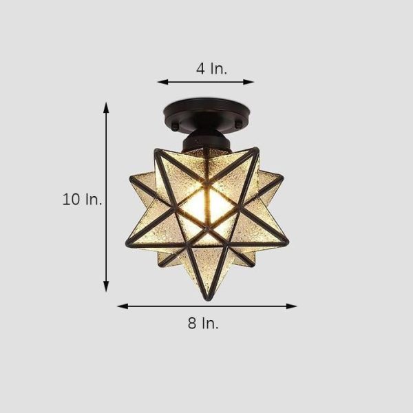 Geometric Multi Pointed Star Pendant Light Metal Glass Entryway Lighting - Image 8