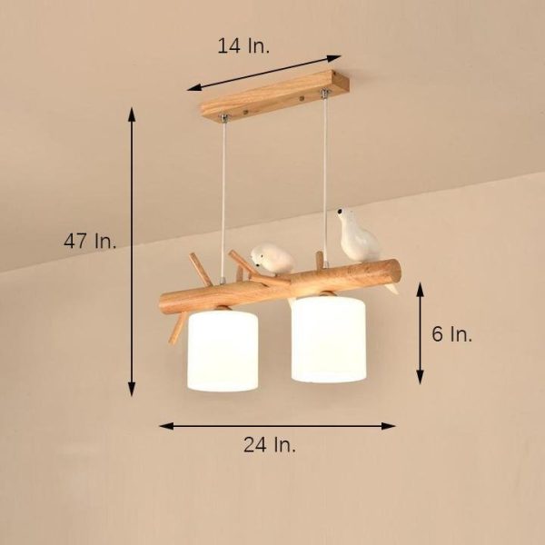 Rustic Island Kitchen Pendant Lighting Wood Bamboo Glass Pendant Lighting - Image 8