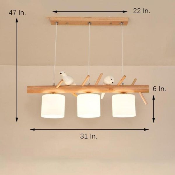 Rustic Island Kitchen Pendant Lighting Wood Bamboo Glass Pendant Lighting - Image 9