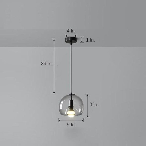 Vintage Metal Glass Pendant Light Shade Smoked Round Pendant Lighting - Image 7
