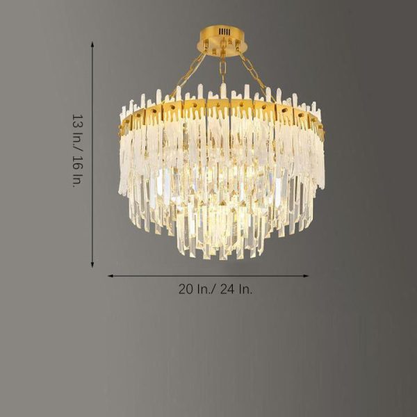 Nordic Style Round Gold Crystal Chandelier: 16'' cord, Gold, Neutral Light - Image 7